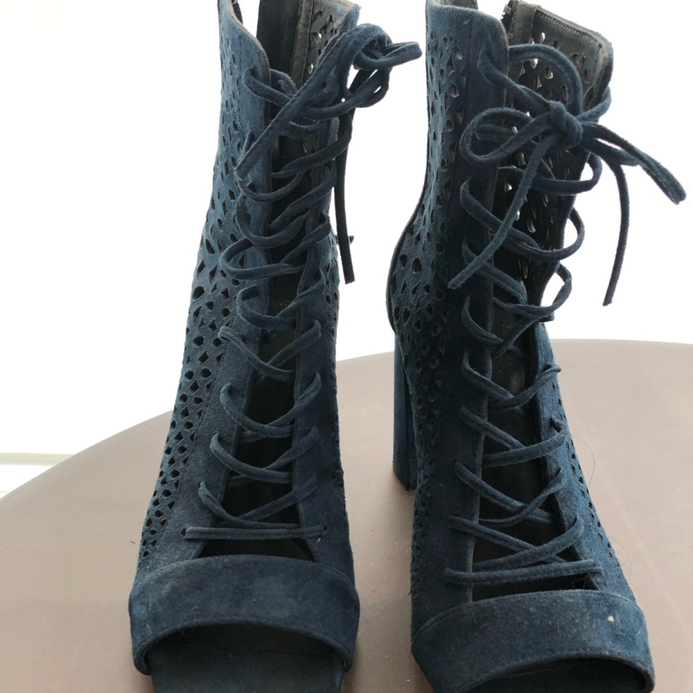 Marciano navy open toe booties